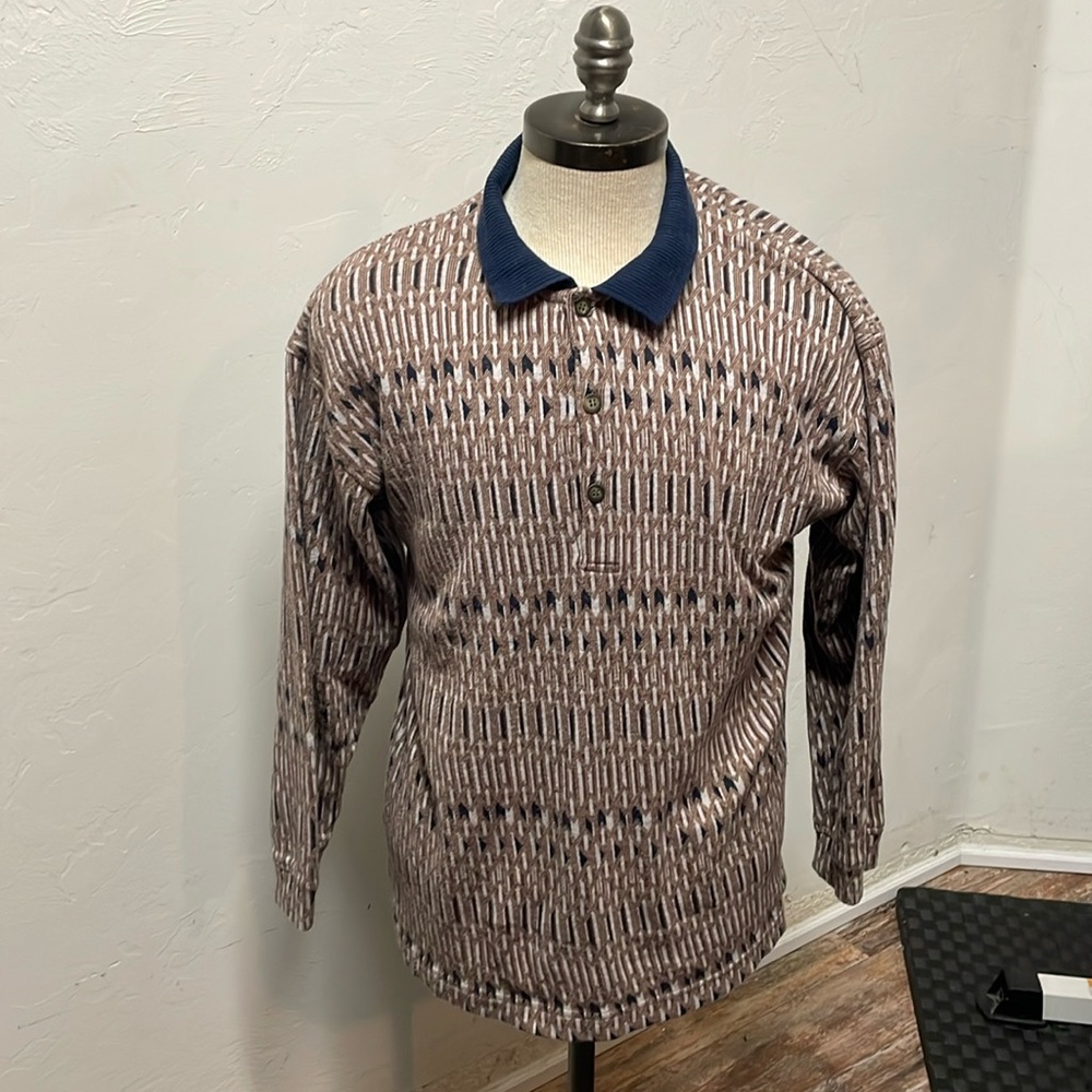 Natural threads collared brown and blue shirt size small